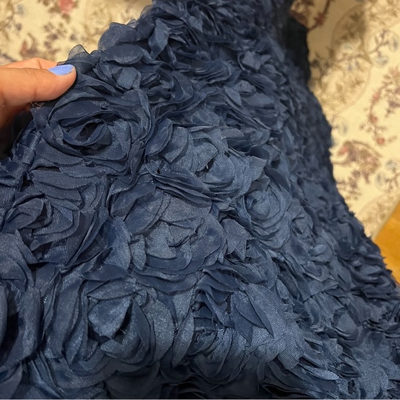 Enchanting Event Navy Blue Strapless 3C Applique Maxi Dress - Picture 4 of 5